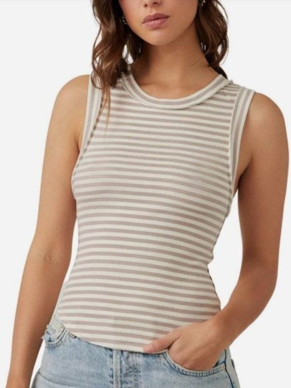$38 We The Free/ Free People Kate Stripe Rib Tank Size S